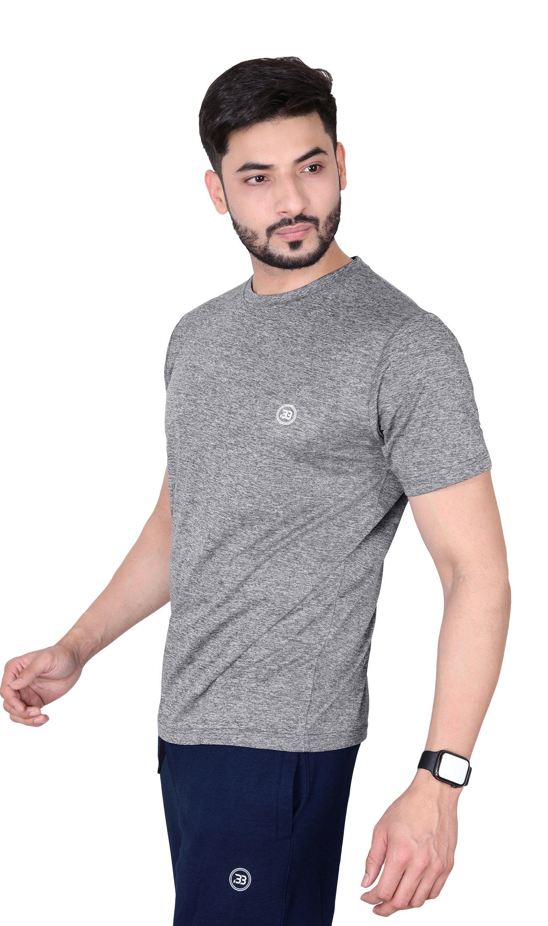 Quick Dry Charcoal Round Neck Tshirt