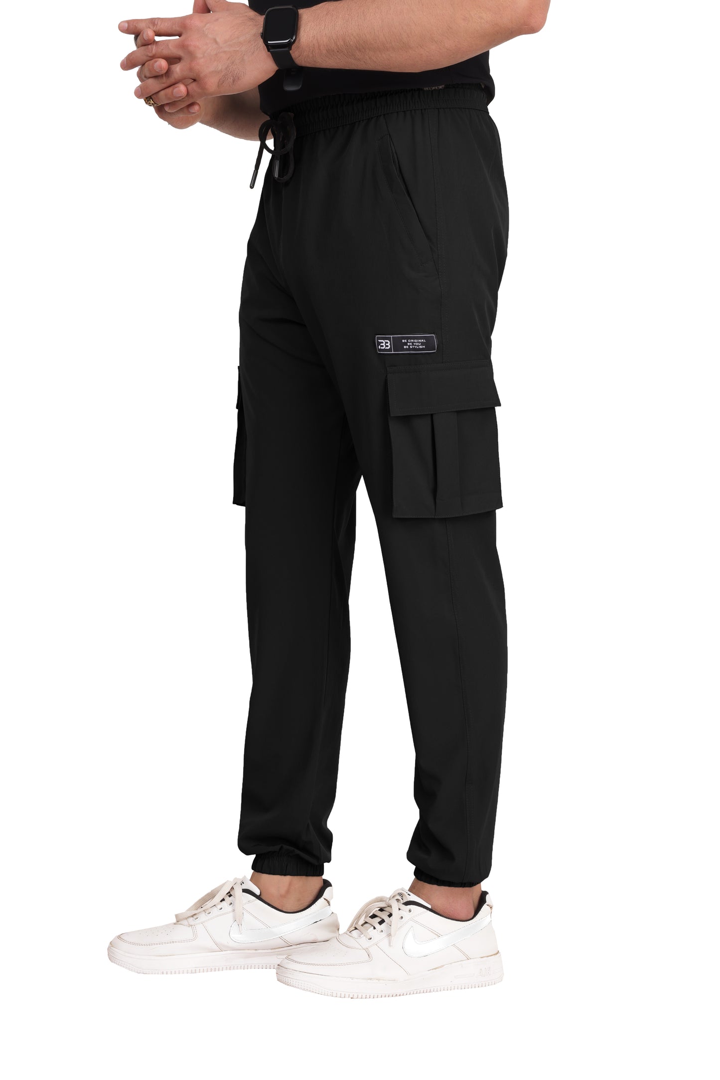 Mens Nylon Stretch Quickdry Cargo Joggers