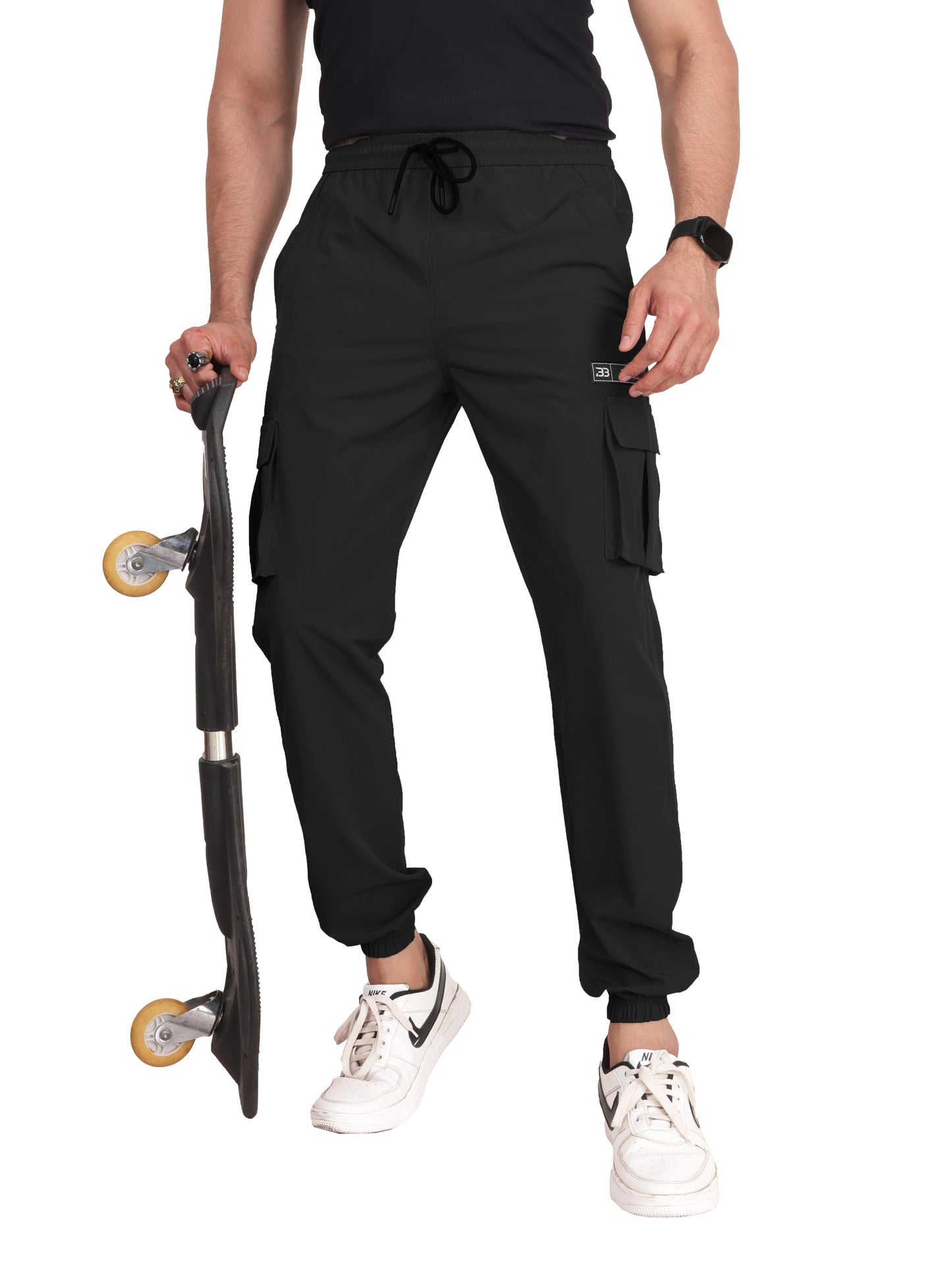 Mens Nylon Stretch Quickdry Cargo Joggers