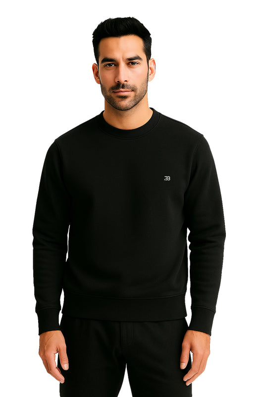 Solid Cotton Rich Light Weight Round Neck Sweatshirt