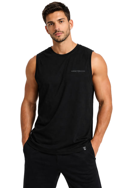 Men Cotton Solid Gym Vest Crew-Neck Sleeveless Sports Workout Fitness & Casual or Beach Wear