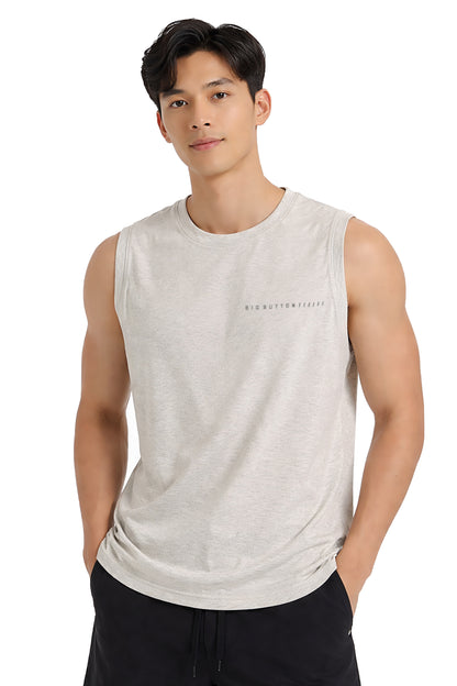 Men Cotton Solid Gym Vest Crew-Neck Sleeveless Sports Workout Fitness & Casual or Beach Wear
