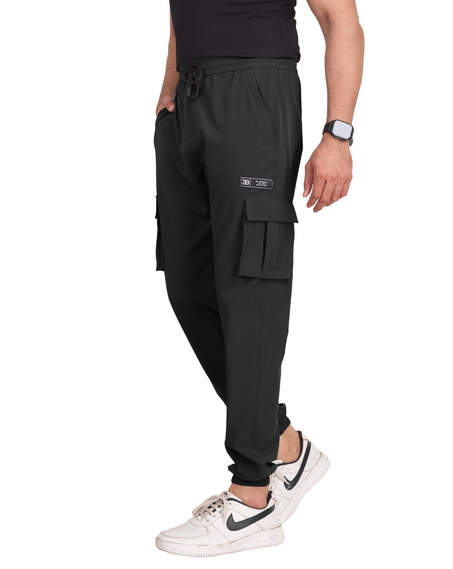 Mens Nylon Stretch Quickdry Cargo Joggers